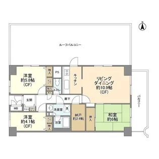 宇喜田ホームズ【10階】の間取り