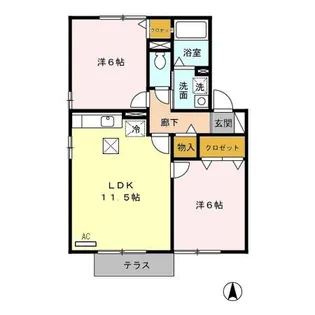 シャローム A/B/C/D/E/F/G【1階】の間取り