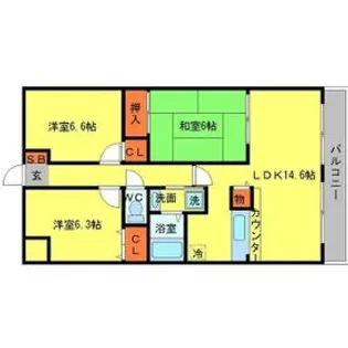 ボヌール千里中央弐番館【406号室】の間取り