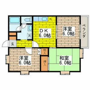 スクウェアーコート【105号室】の間取り