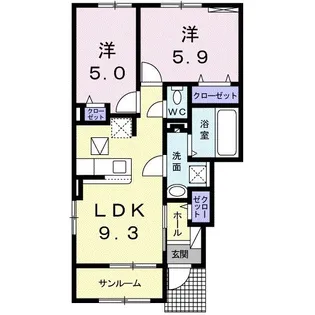 フィオーレ Ⅱ【1階】の間取り