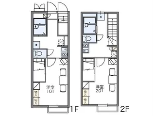 レオパレス来夢の風【201号室】の間取り