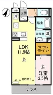 フラッシングメドウ狭山【3階】の間取り