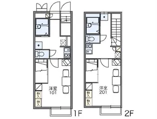 レオパレススカースデール【206号室】の間取り
