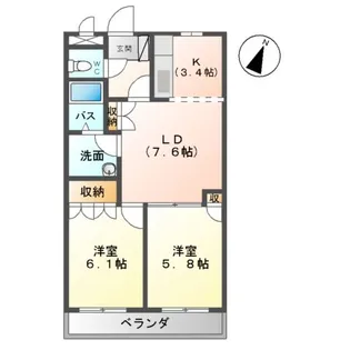 メルヴェール シンシア【1階】の間取り