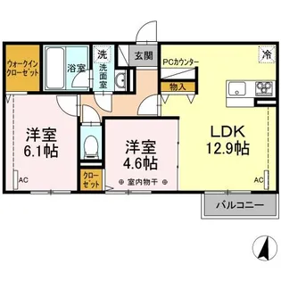 カーサ アル ソーレ【2階】の間取り