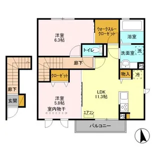 デュオラピッツ B【B202号室】の間取り