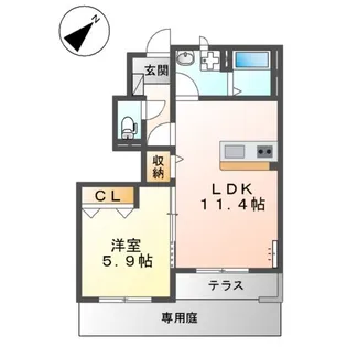 ベルシーナ鈴鹿A【1階】の間取り