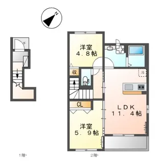 ベルシーナ鈴鹿A【2階】の間取り