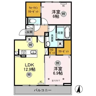 オ・ソレイユ【2階】の間取り