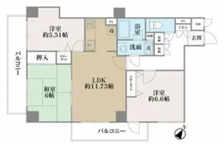 ワコーレ富岡【6階】の間取り