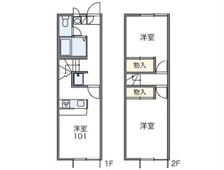 レオパレスフレアももぞの【108号室】の間取り