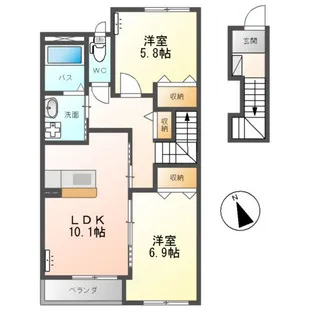 フォンターナ Ⅱ【2階】の間取り