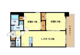 デセンテ北梅田【8階】の間取り