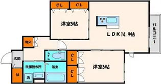 ヘーベルウォーク江坂 【2階】の間取り