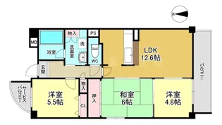 ソレイユ石橋【5階】の間取り