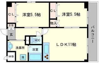 新大阪パークハイツ【8階】の間取り