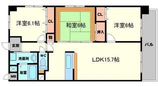 ボヌール千里中央弐番館【2階】の間取り