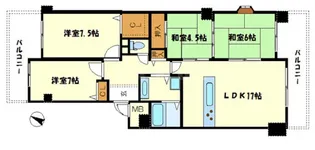 メロディーハイム千里東【2階】の間取り