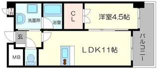 ヴェルドゥール南茨木【8階】の間取り