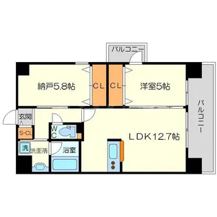 ウッドリバー新大阪【2階】の間取り