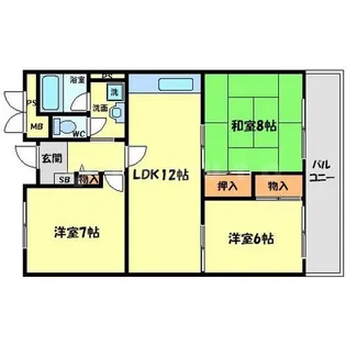 アパルトマン北千里【7階】の間取り