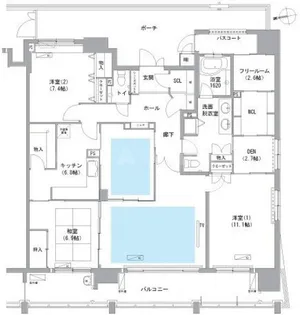 ロイヤルパークスなんば【14階】の間取り