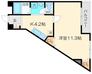 ロイヤルクイーンズパーク上新庄【203号室】の間取り