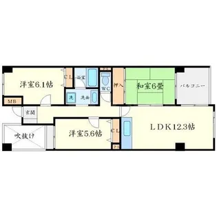 ティアラ豊中【3階】の間取り