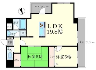 ベルデフラッツ千里豊津【2階】の間取り