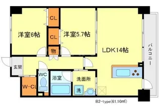 CRYSTAL SUITA TAKAHAMA【1階】の間取り