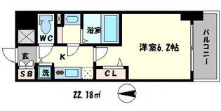 プレサンスタワー北浜【7階】の間取り