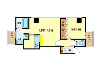 アステリオ北堀江 ザ・メトロタワー【14階】の間取り