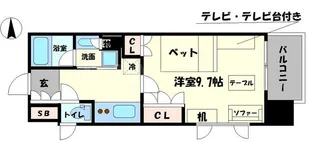 パークアクシス大阪新町【601号室】の間取り