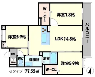 シャーメゾン桃李【4階】の間取り