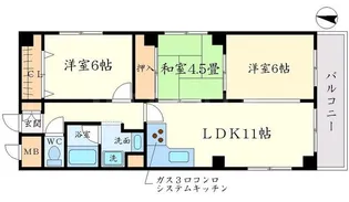 コスモス東豊中【4階】の間取り