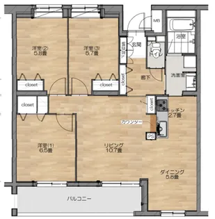 シュロス桃山台【2階】の間取り