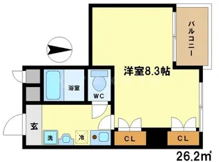 烏丸五条悠【4階】の間取り