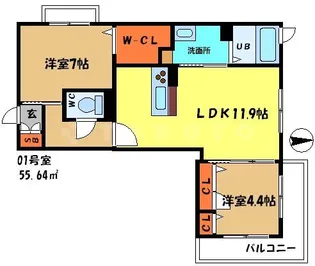 シャーメゾン彩 Ⅱ号館【2階】の間取り