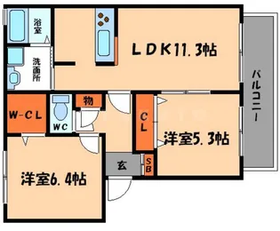 カサヴェルデB棟【2階】の間取り
