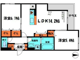 ロイヤルクレヴィア【1階】の間取り