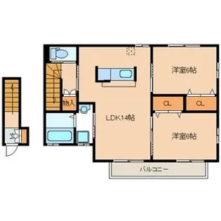 ツインパル阿恵Ⅱ【2階】の間取り