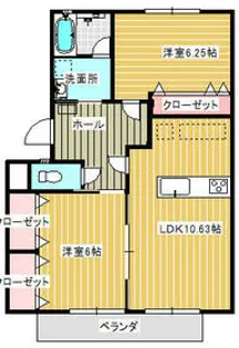 ベルメナージュAKBⅡ【2階】の間取り