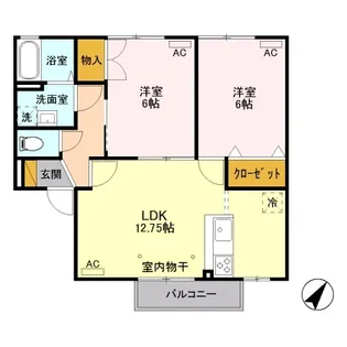ベネフィ・エクセルシア【1階】の間取り