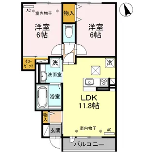 ヴィラ デ フルール【1階】の間取り
