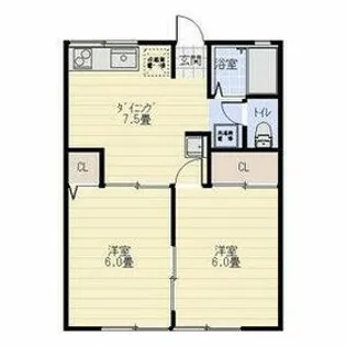 中浜ハイム【102号室】の間取り