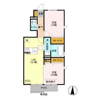 フルール・ド・スリジェⅢ【1階】の間取り