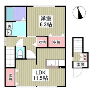 スクエア駅南A棟【2階】の間取り