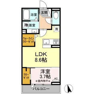 ディーシャンブル浜田【2階】の間取り