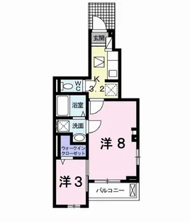 ラ・オハナ甲斐【1階】の間取り